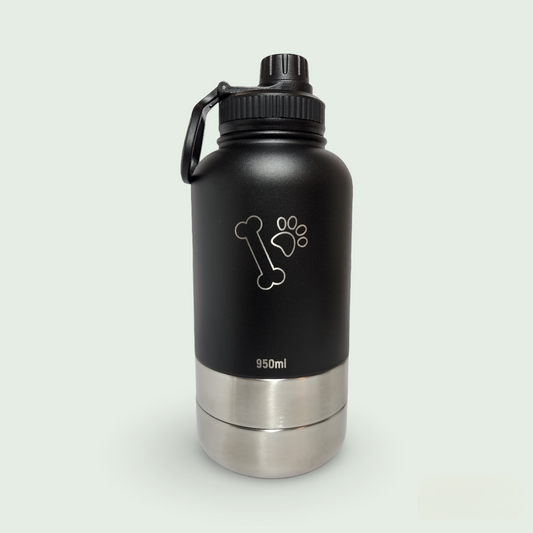 Wild Paws - 3 in 1 Double Wall Insulated Pet Bottle [Black]