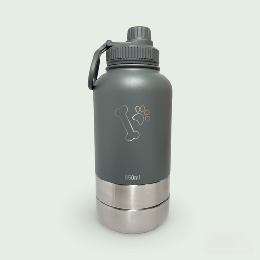 Wild Paws - 3 in 1 Double Wall Insulated Pet Bottle [Grey]